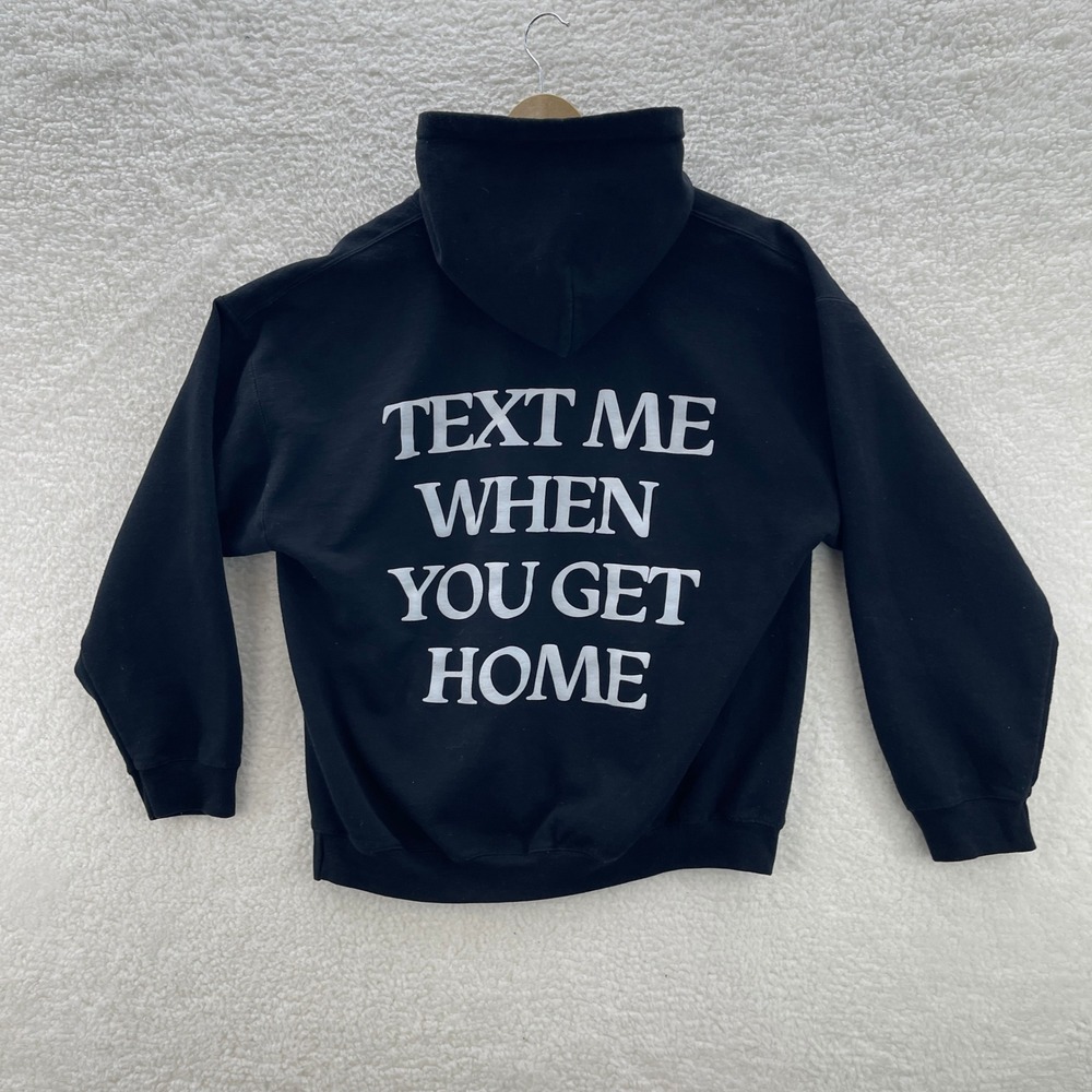 Lonely Ghost Hoodie Womens Black XL Text Me When You Get Home Baggy Gym Sweater